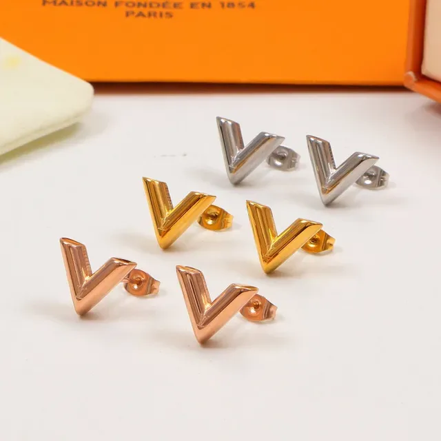 Louis Vuitton Gold Silver Geometric V-Shaped Earrings 7