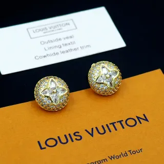 Louis Vuitton Gold-Tone Pavé Crystal Flower Stud Earrings