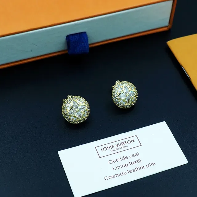 Louis Vuitton Gold-Tone Pavé Crystal Flower Stud Earrings 2