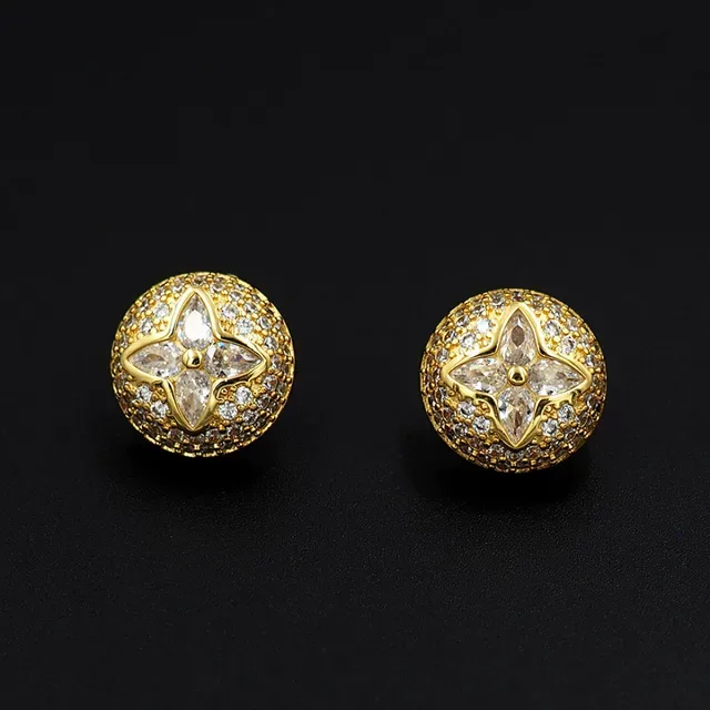 Louis Vuitton Gold-Tone Pavé Crystal Flower Stud Earrings 3