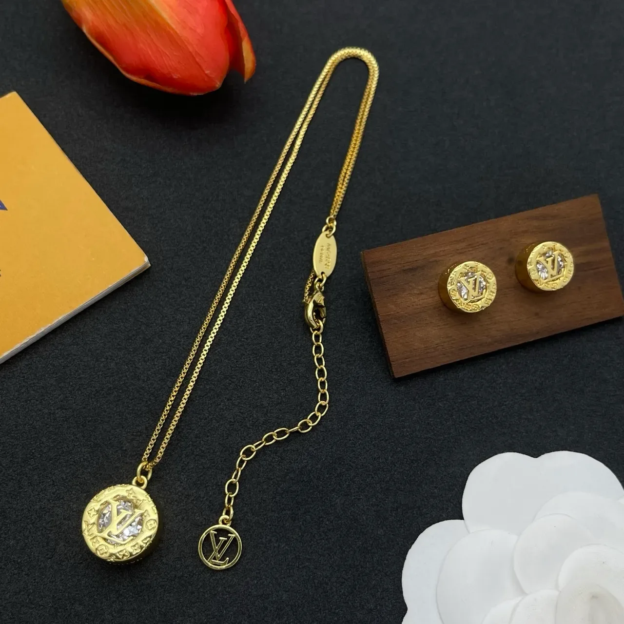 Louis Vuitton Gold Transparent Coin-Shaped Monogrammed Earrings 4