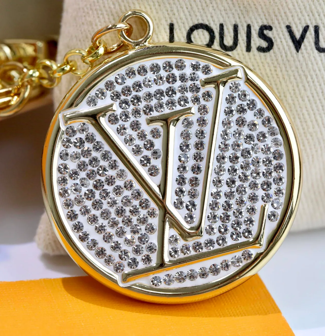 Louis Vuitton Gold White Metal Crystal-Embellished Monogram Bracelet 4