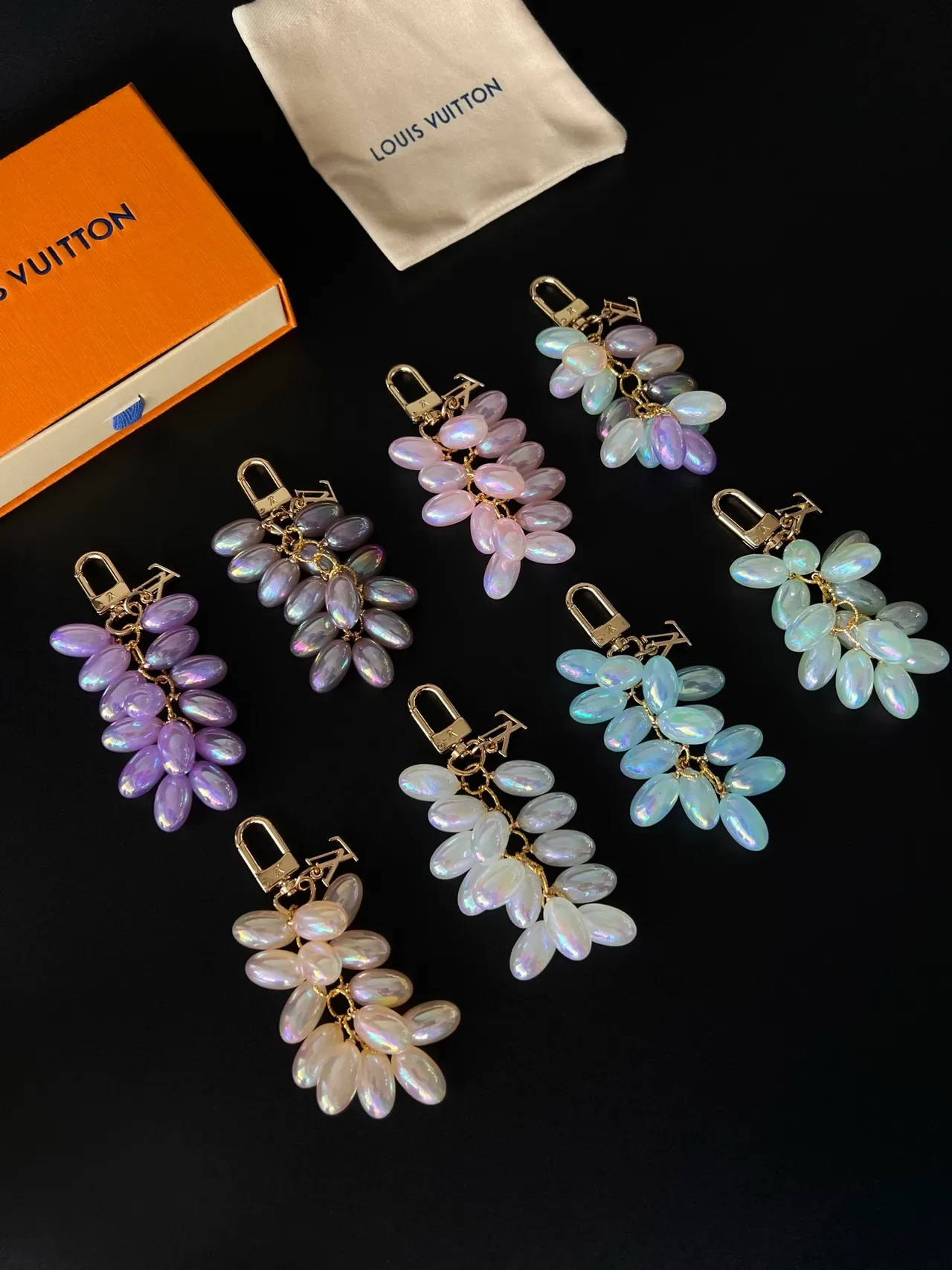 Louis Vuitton Grape Cluster Iridescent Bead Charm Bracelet 3