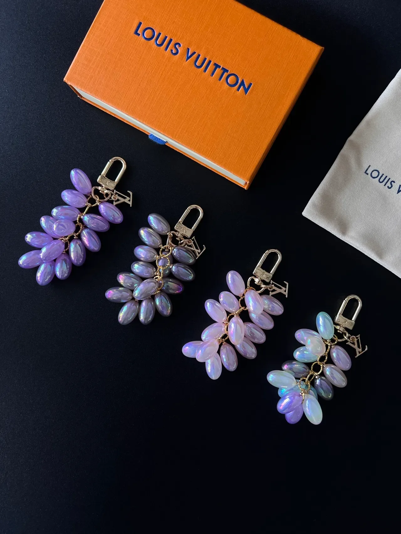 Louis Vuitton Grape Cluster Iridescent Bead Charm Bracelet 12