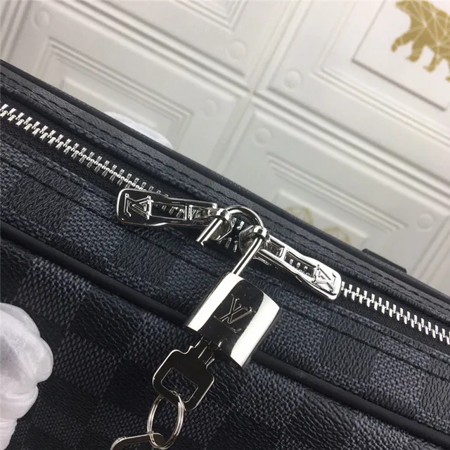 Louis Vuitton Gray Black Damier Graphite Canvas Structured Rectangular Silhouette Boston Bag 14