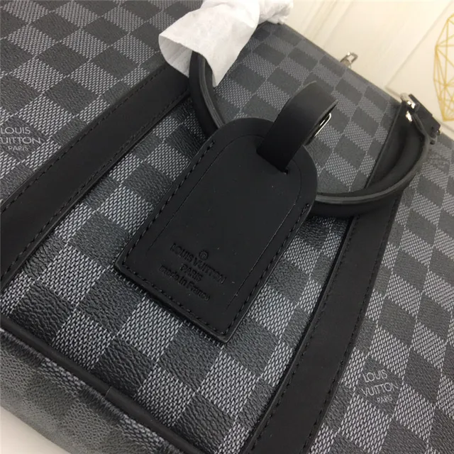 Louis Vuitton Gray Black Damier Graphite Canvas Structured Rectangular Silhouette Boston Bag 15