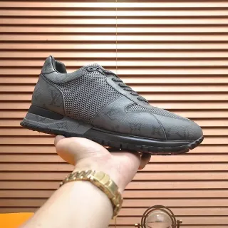 Louis Vuitton Gray Black Monogrammed Leather Perforated Mesh Panels Lifestyle Sneakers