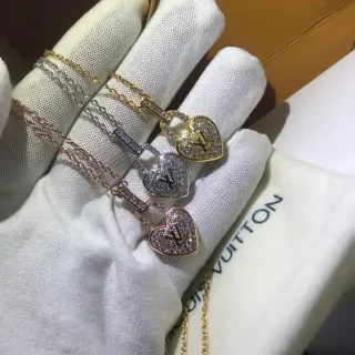 Louis Vuitton Heart Lock Pave Crystal Necklace