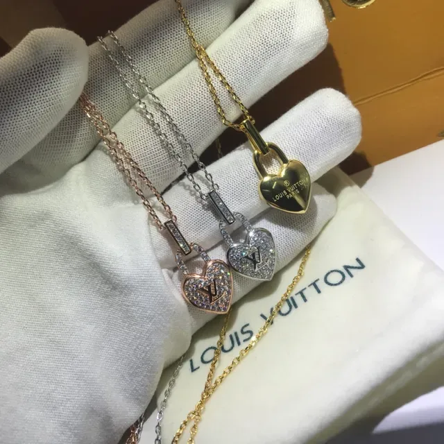 Louis Vuitton Heart Lock Pave Crystal Necklace 2