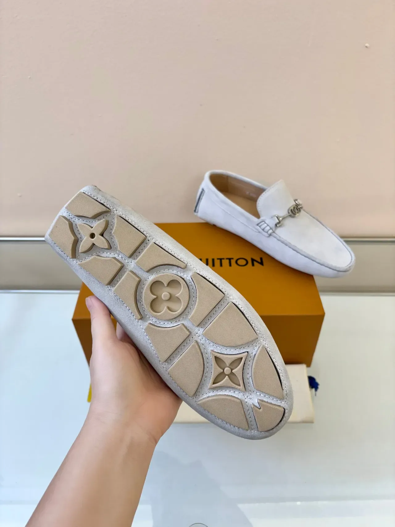 Louis Vuitton Horsebit 1955 Light Gray Suede Loafers 5