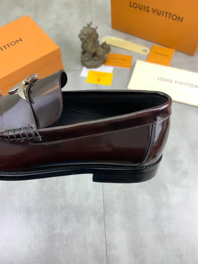 Louis Vuitton Horsebit Loafer Burgundy Patent Leather Loafers 4
