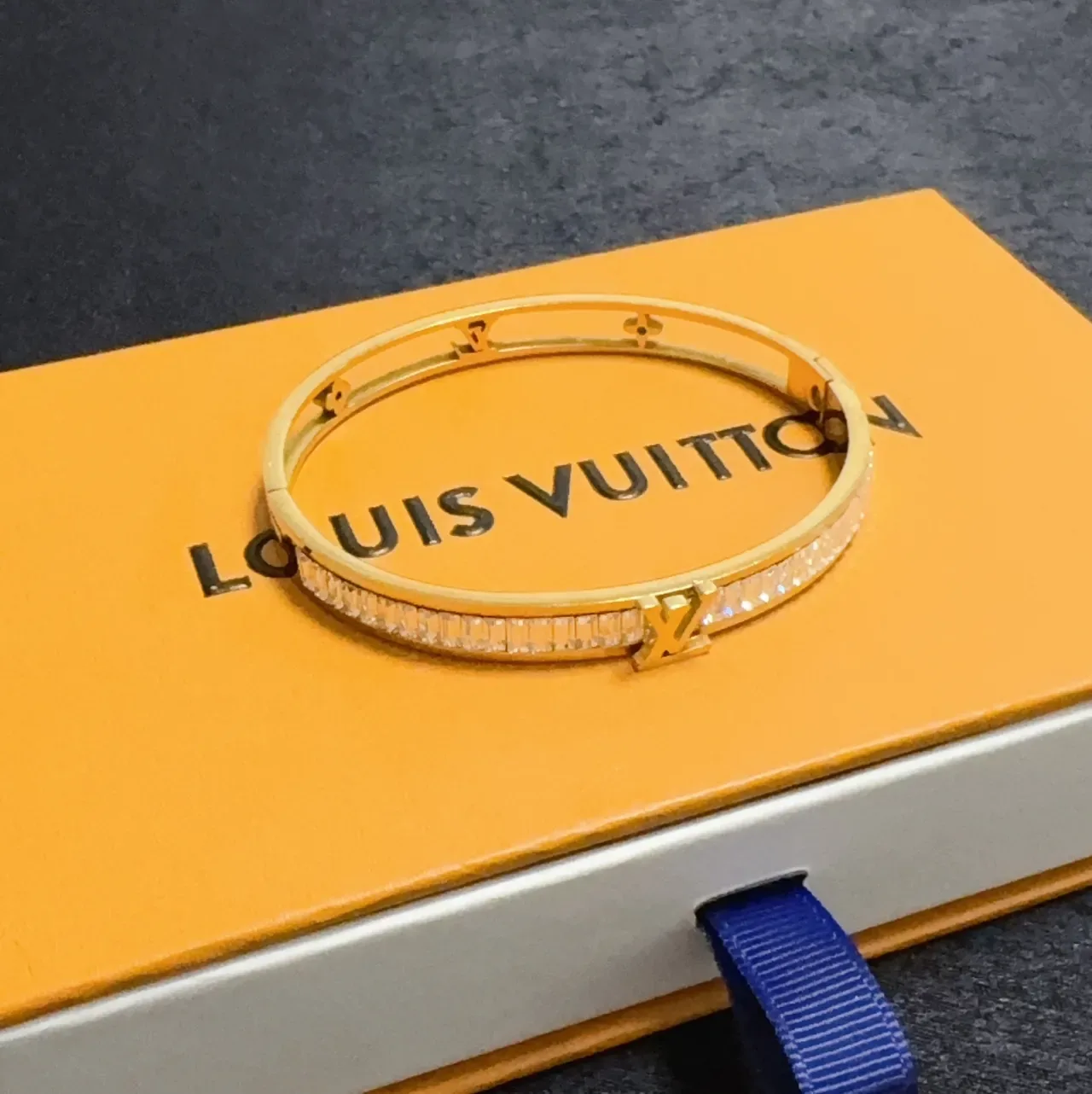 Louis Vuitton Iconic Monogram Bracelet Gold Black Hinged Multi-Band Clasp Bracelet 4