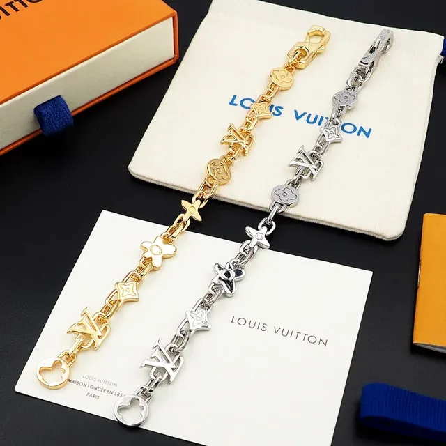 Louis Vuitton Iconic Monogram Gold Black Chain Links Bracelet 2