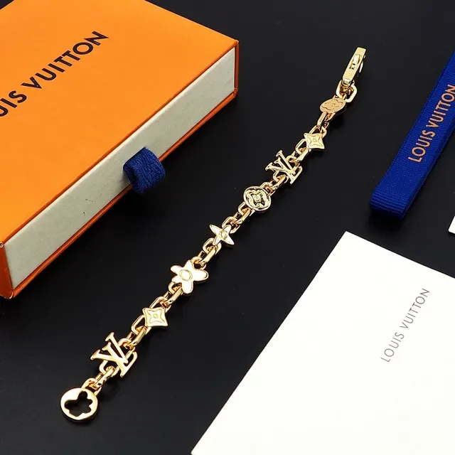 Louis Vuitton Iconic Monogram Gold Black Chain Links Bracelet 3