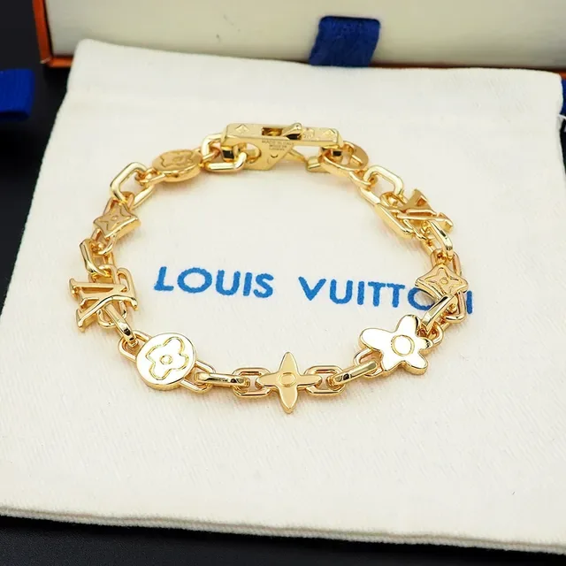 Louis Vuitton Iconic Monogram Gold Black Chain Links Bracelet 4