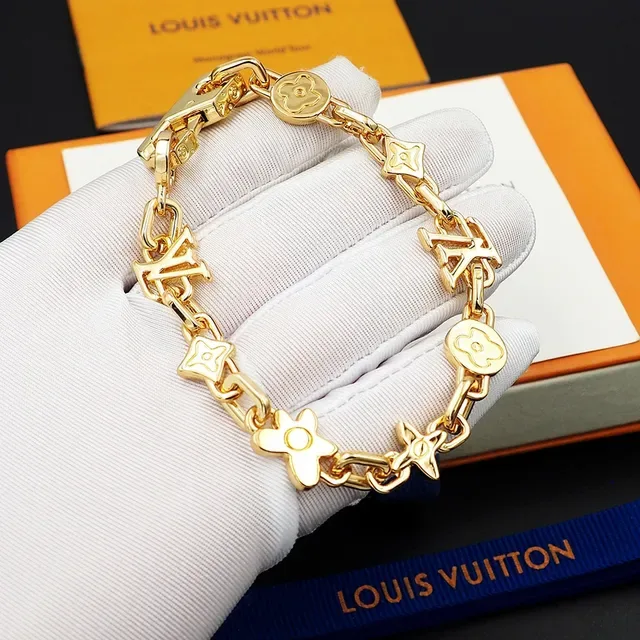 Louis Vuitton Iconic Monogram Gold Black Chain Links Bracelet 5