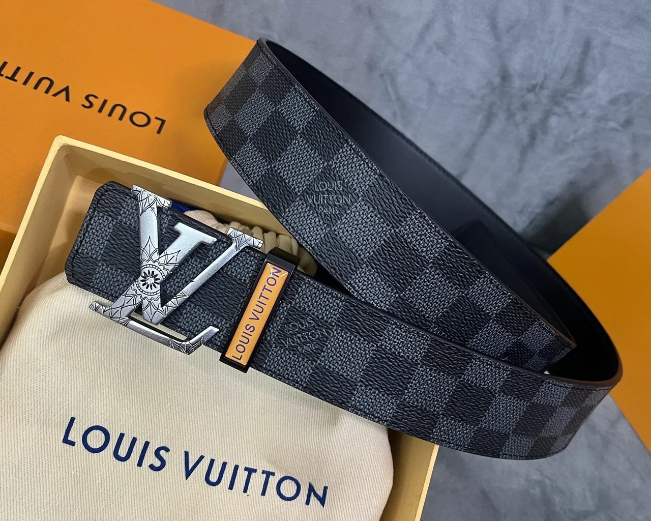 Louis Vuitton Initiales Damier Graphite Leather Belt 5