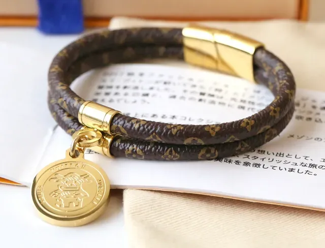 Louis Vuitton Juste un Clou Blue Monogram Leather Double-Wrap Bracelet 3