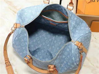 Louis Vuitton Keepall Bandoulière Light Blue Denim Monogram Duffle Bag 2