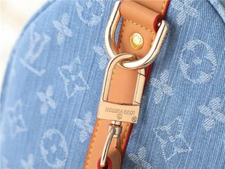 Louis Vuitton Keepall Bandoulière Light Blue Denim Monogram Duffle Bag 4