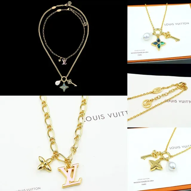 Louis Vuitton Key and Flower Charm Pearl Necklace 15