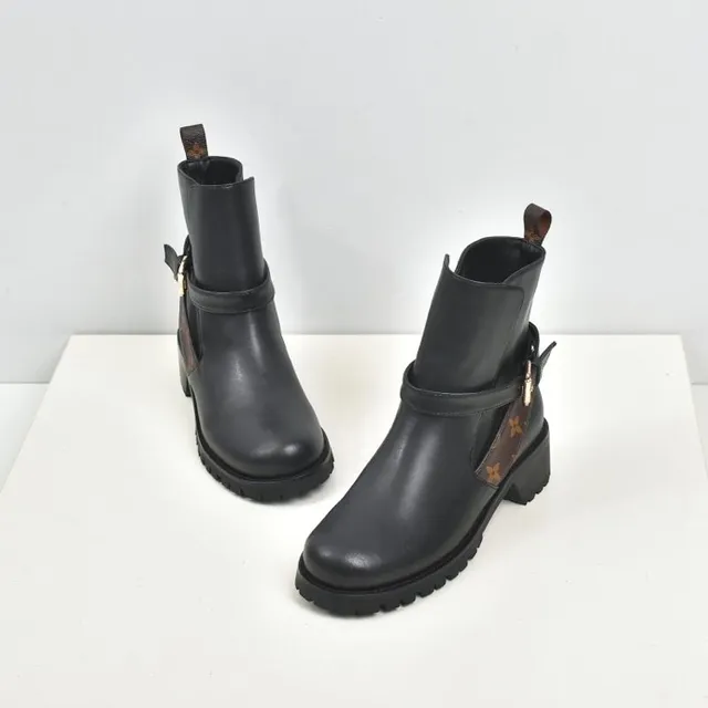 Louis Vuitton Le Cagole Black Leather Monogram Strap Ankle Boots 2
