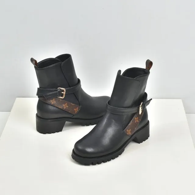Louis Vuitton Le Cagole Black Leather Monogram Strap Ankle Boots 3