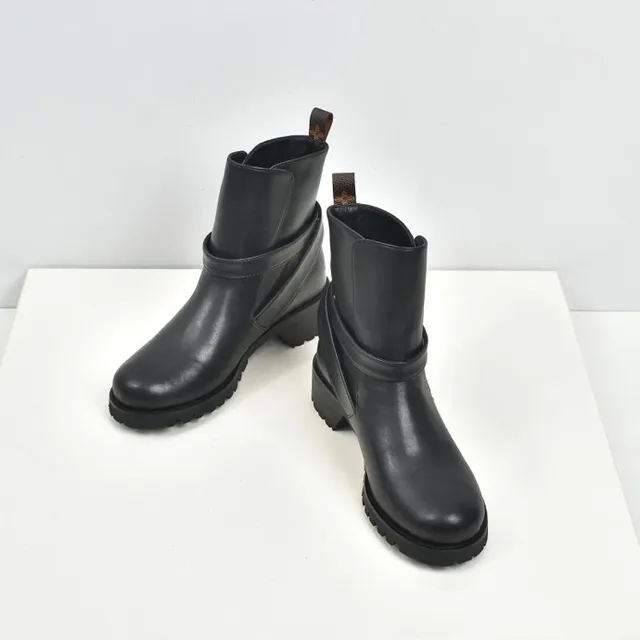 Louis Vuitton Le Cagole Black Leather Monogram Strap Ankle Boots 5