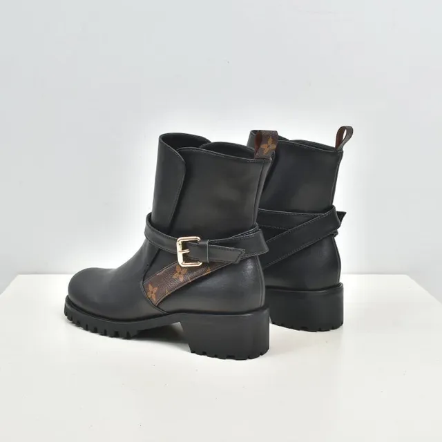 Louis Vuitton Le Cagole Black Leather Monogram Strap Ankle Boots 9