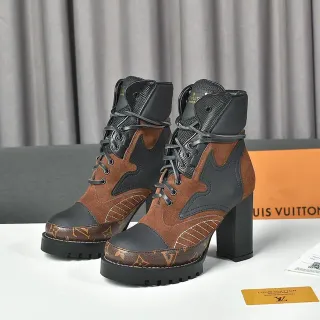 Louis Vuitton Le Cagole Brown and Black Monogram Ankle Boots