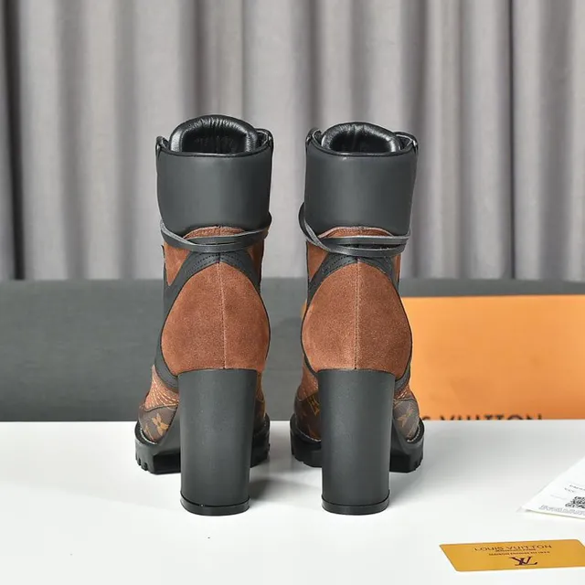 Louis Vuitton Le Cagole Brown and Black Monogram Ankle Boots 2