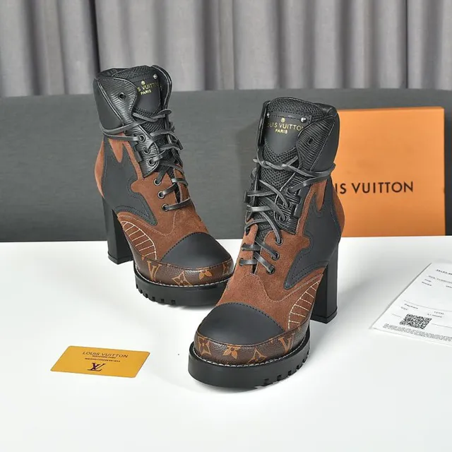 Louis Vuitton Le Cagole Brown and Black Monogram Ankle Boots 4