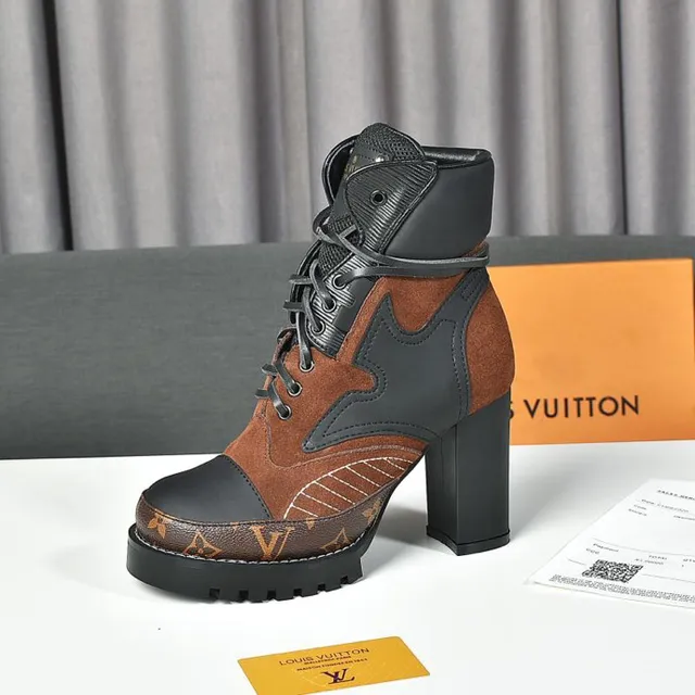Louis Vuitton Le Cagole Brown and Black Monogram Ankle Boots 5