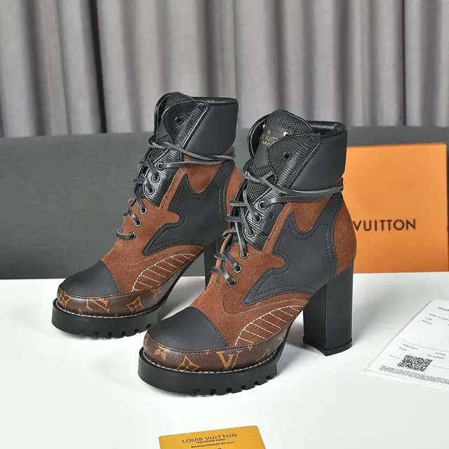 Louis Vuitton Le Cagole Brown and Black Monogram Ankle Boots 7