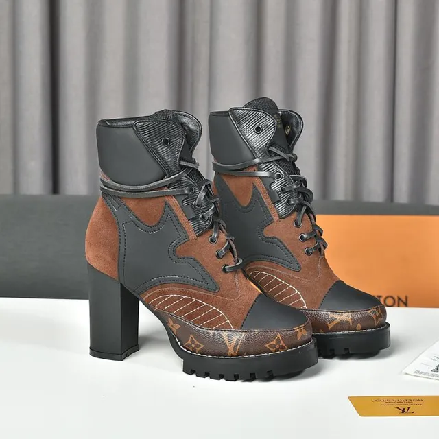 Louis Vuitton Le Cagole Brown and Black Monogram Ankle Boots 9