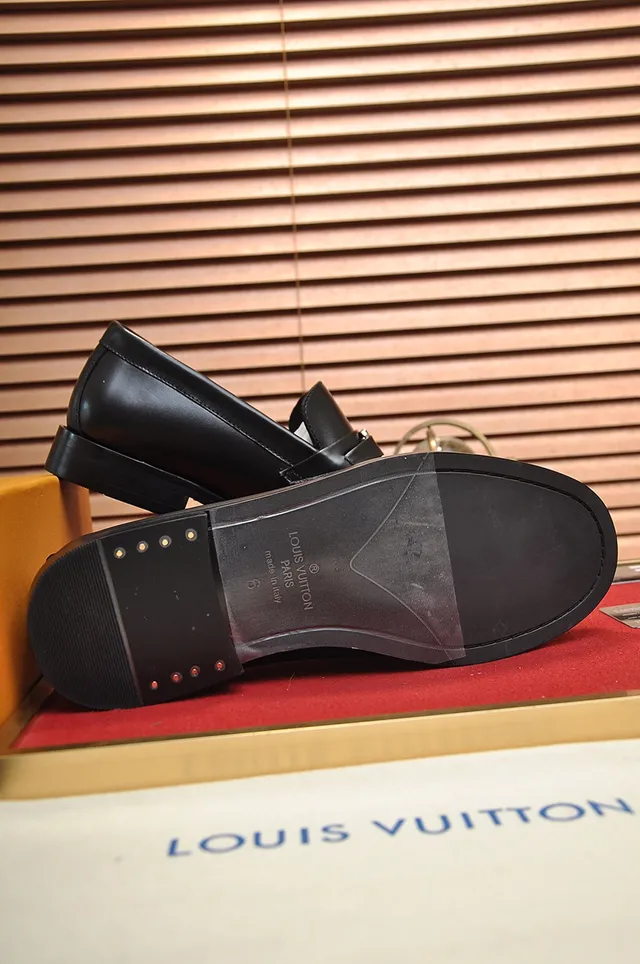 Louis Vuitton Loafer Black Gold Polished Leather Single Strap Loafer 3