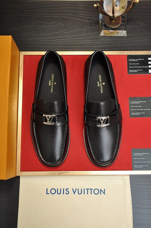 Louis Vuitton Loafer Black Gold Polished Leather Single Strap Loafer 5