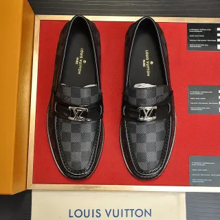 Louis Vuitton 乐福鞋 黑色 灰色 Damier Graphite 帆布 皮革装饰 乐福鞋