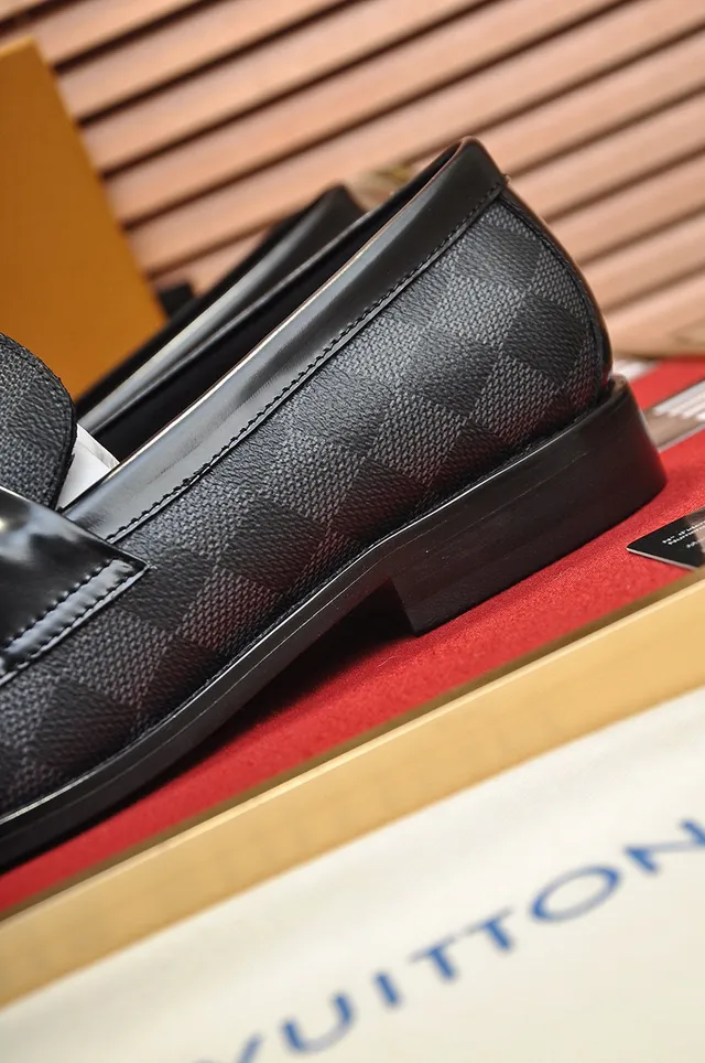 Louis Vuitton Loafer Black Gray Damier Graphite Canvas Leather Trim Loafer 2
