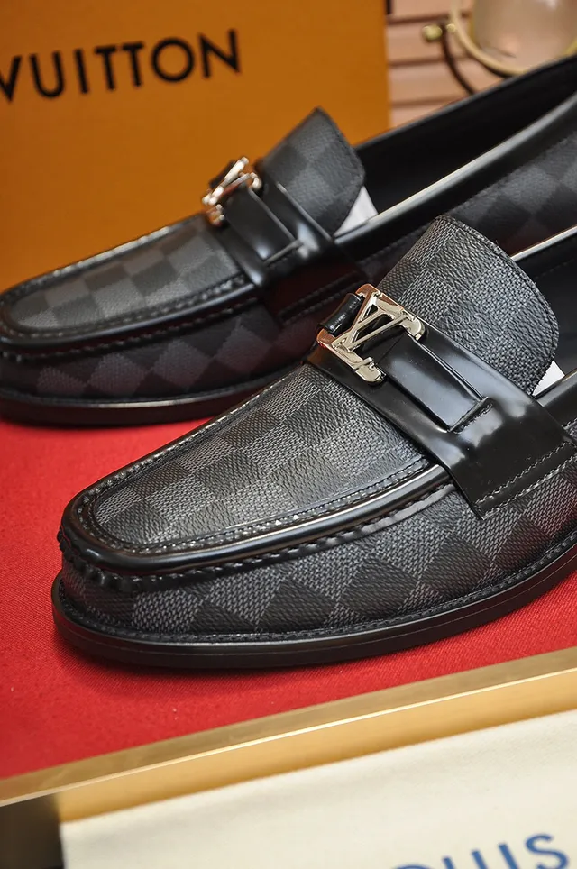 Louis Vuitton Loafer Black Gray Damier Graphite Canvas Leather Trim Loafer 3