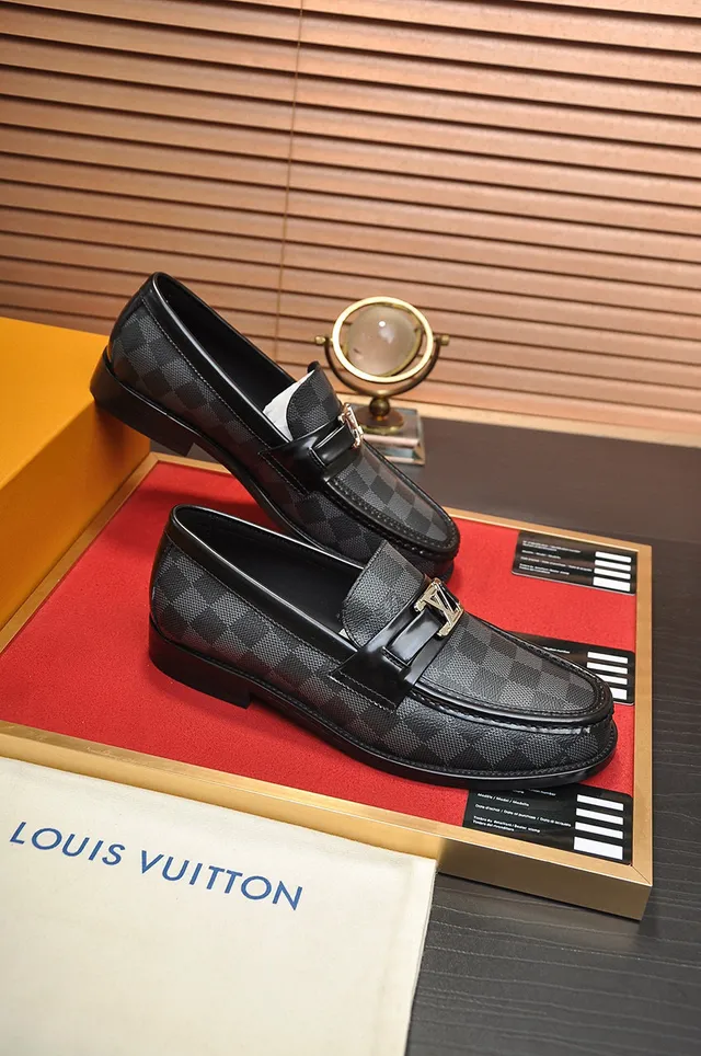 Louis Vuitton Loafer Black Gray Damier Graphite Canvas Leather Trim Loafer 4