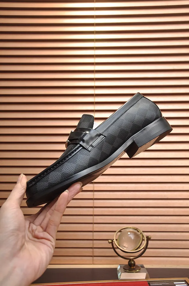 Louis Vuitton Loafer Black Gray Damier Graphite Canvas Leather Trim Loafer 6