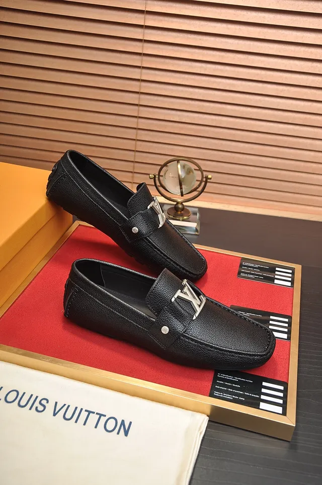 Louis Vuitton Loafer Black Silver Pebbled Leather LV Twist-Lock Buckle Loafer 4