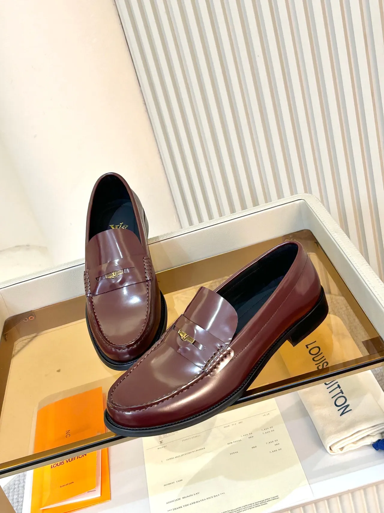 Louis Vuitton Loafer Burgundy Polished Leather Penny Loafer 4