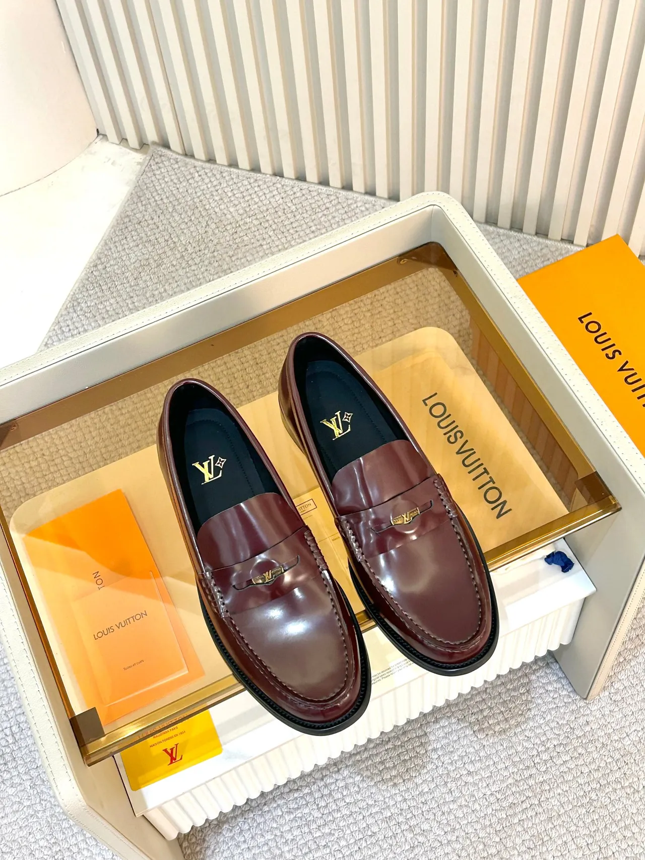 Louis Vuitton Loafer Burgundy Polished Leather Penny Loafer 5