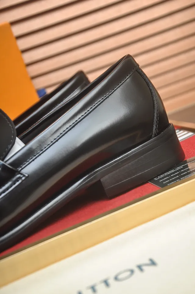 Louis Vuitton Loafer Glossy Black Leather LV Buckle Loafers 2