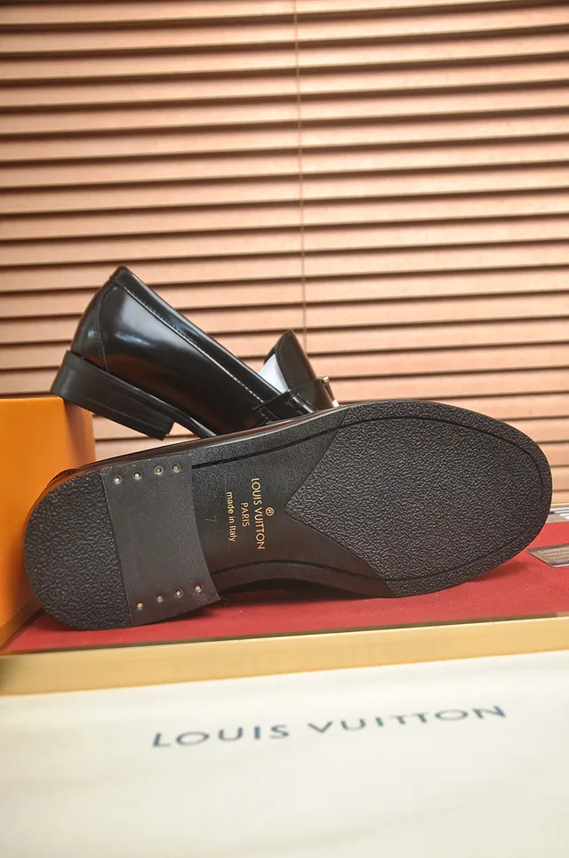 Louis Vuitton Loafer Glossy Black Leather LV Buckle Loafers 3