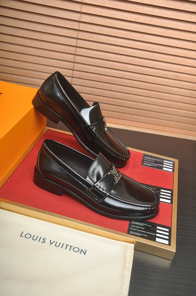 Louis Vuitton Loafer Glossy Black Leather LV Buckle Loafers 4