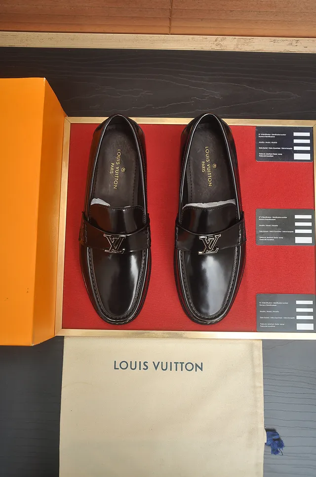 Louis Vuitton Loafer Glossy Black Leather LV Buckle Loafers 5