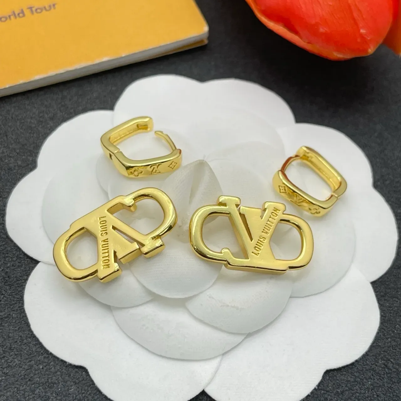 Louis Vuitton Lockme Pavé Crystal Gold-Tone Earrings 3